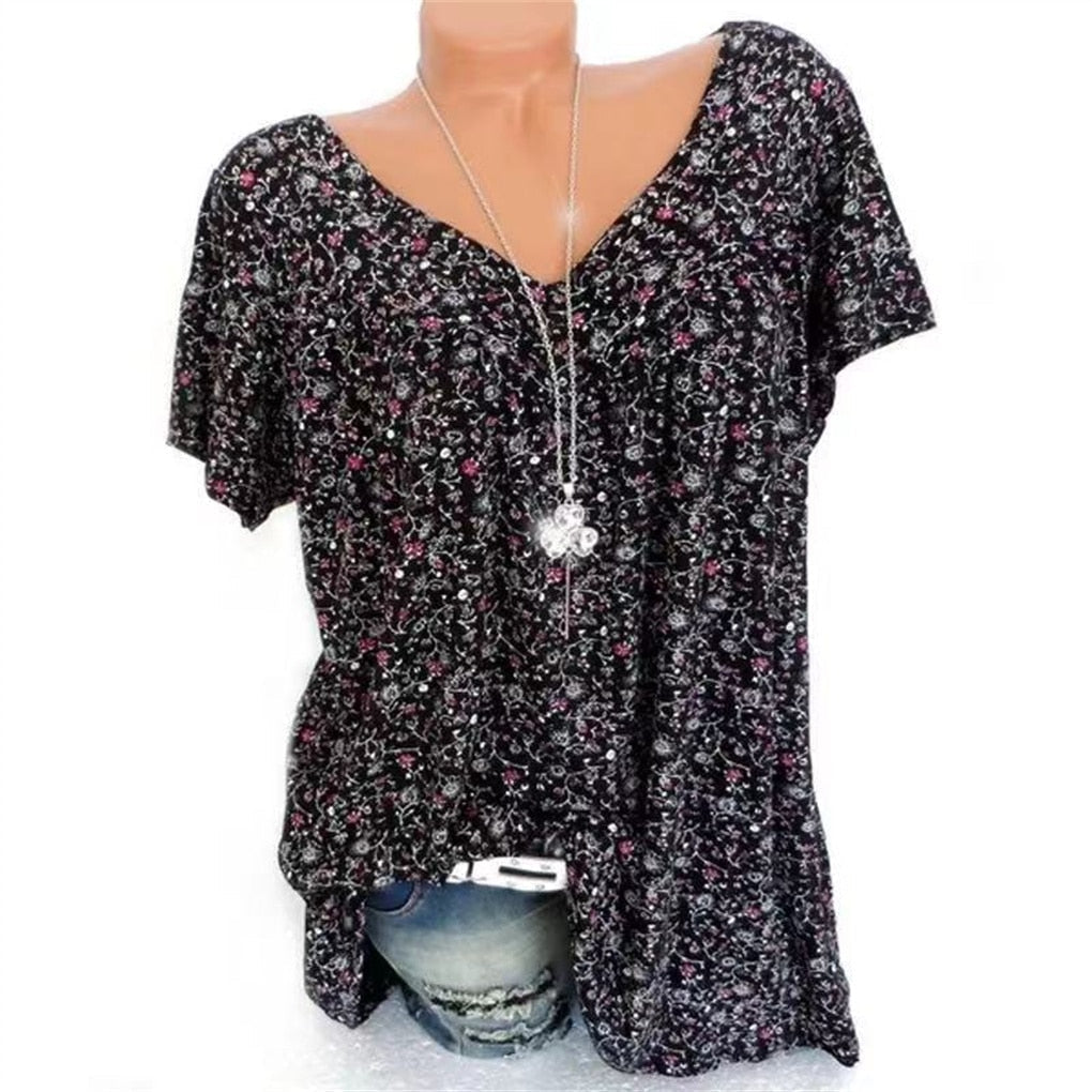 Dames boho zomerblouse met bloemenprint