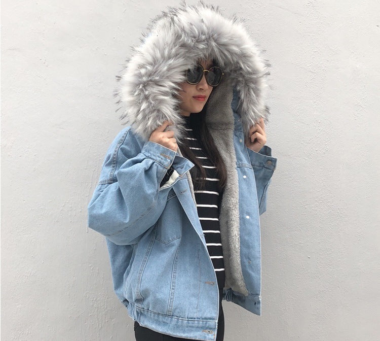 Denim winterjas voor dames