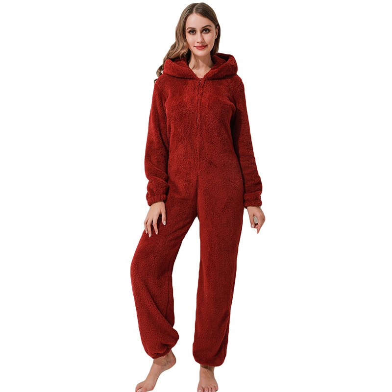 Winter pluche jumpsuit – gevoerde lange mouw pyjama