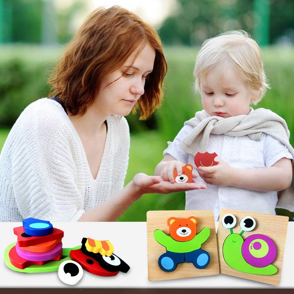 Montessori-leerpuzzel van hout – kleurenplezier