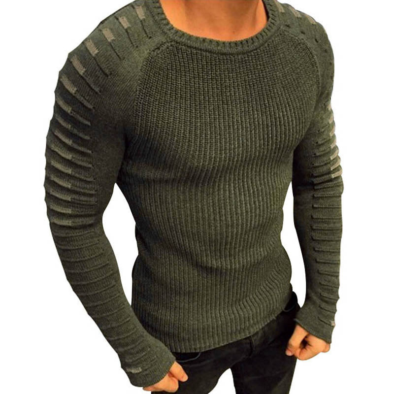 Gebreide herentrui met streepdetails