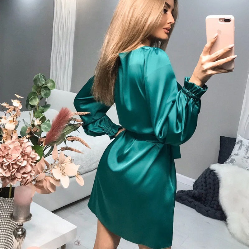 Sandra satijnen jurk — afbeelding 2