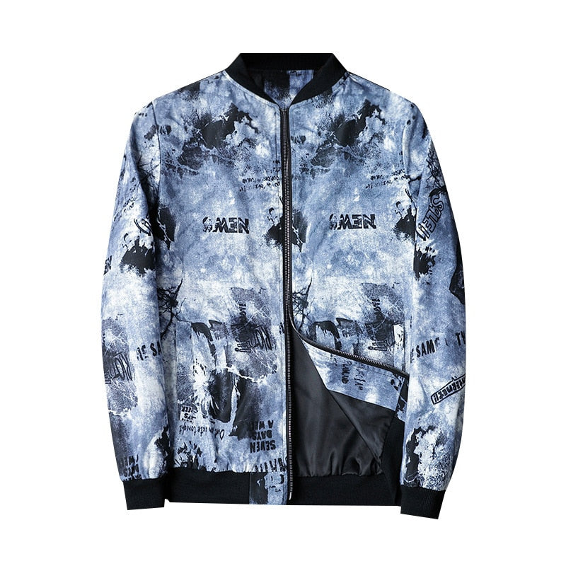 Heren bomberjack met abstracte print