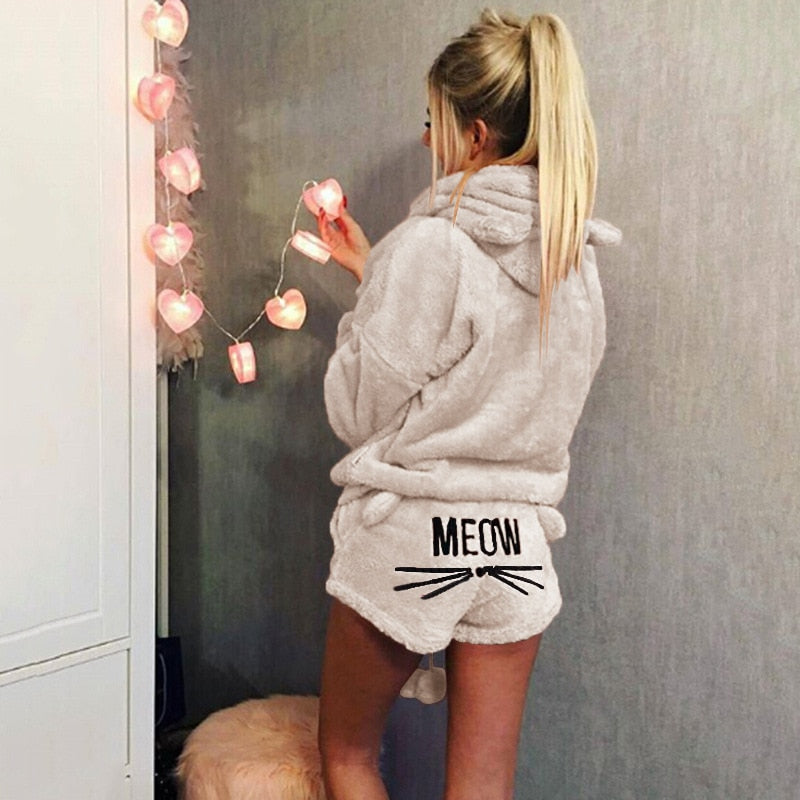 Warme pyjama met kattenmotief