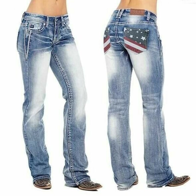 Dames bootcut jeans met vlag details