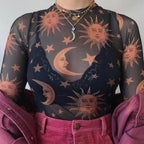 Trui met transparante mesh en een patroon – Moonvibe trui — afbeelding 1