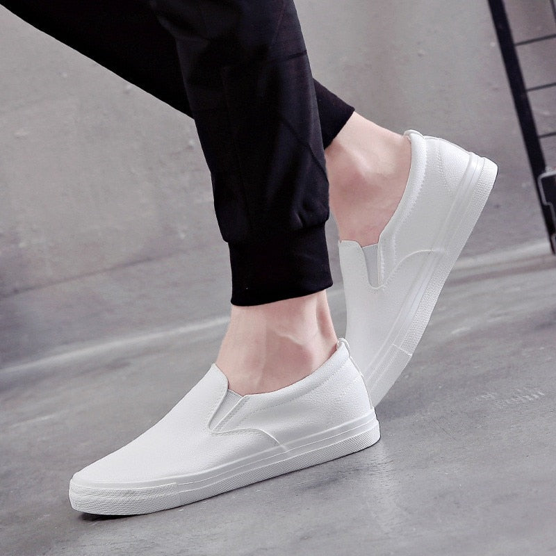 PU-leren heren slip-on sneakers
