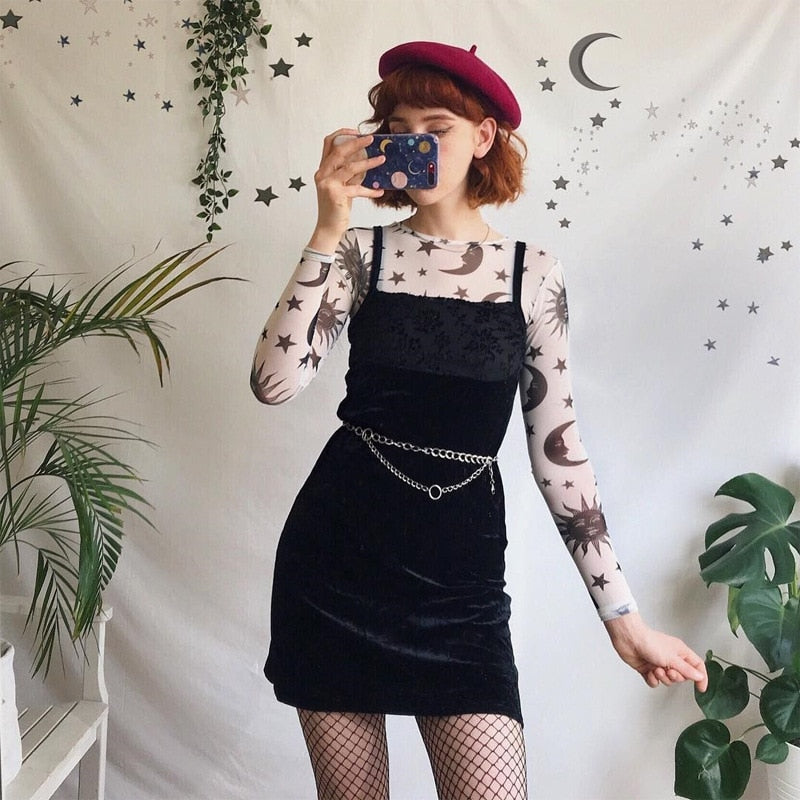 Trui met transparante mesh en een patroon – Moonvibe trui