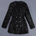 Pailletten blazer jumpsuit met dubbele rij knopen