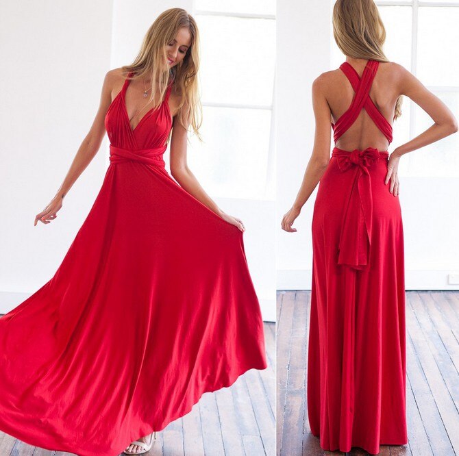 Lange jurk met meerdere stijlen voor verschillende looks