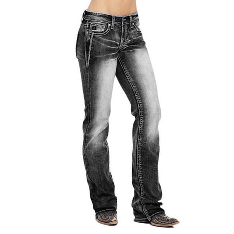 Dames bootcut jeans met vlag details