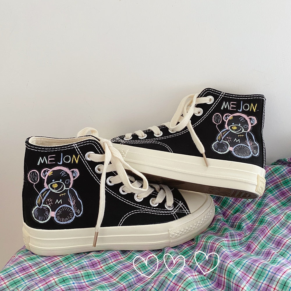 Hoge canvas schoen met opdruk