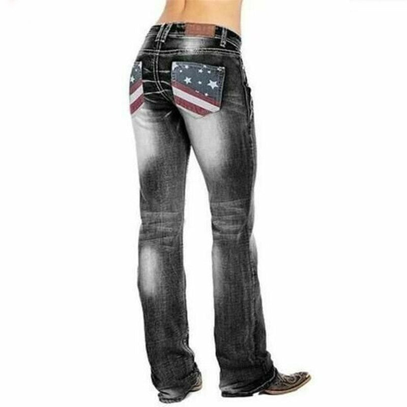 Dames bootcut jeans met vlag details