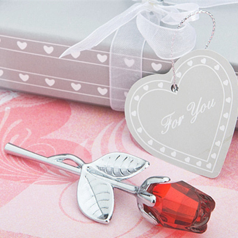 Glazen roos met geschenkdoos