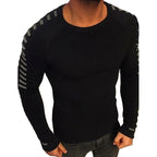 Gebreide herentrui met streepdetails