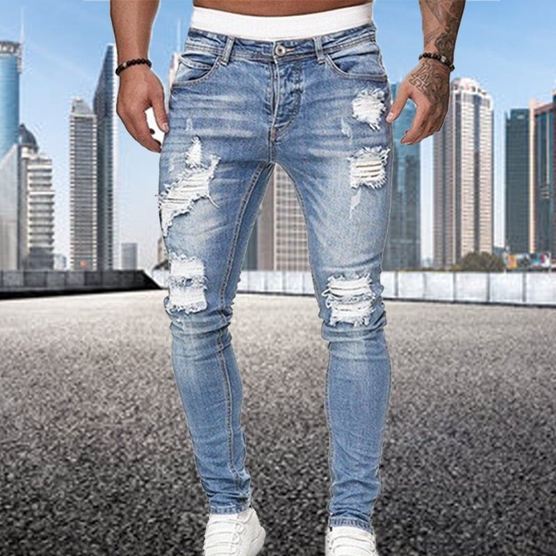 Slim-fit jeans Luuk met gescheurde details