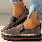 Glitterende dames loafer met comfortzool