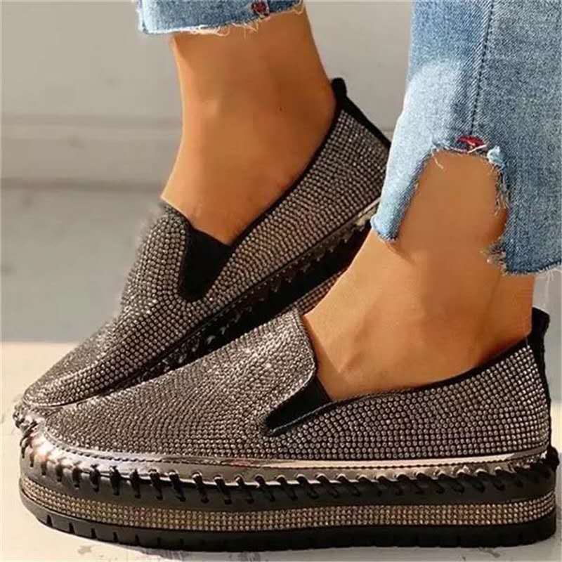 Glitterende dames loafer met comfortzool
