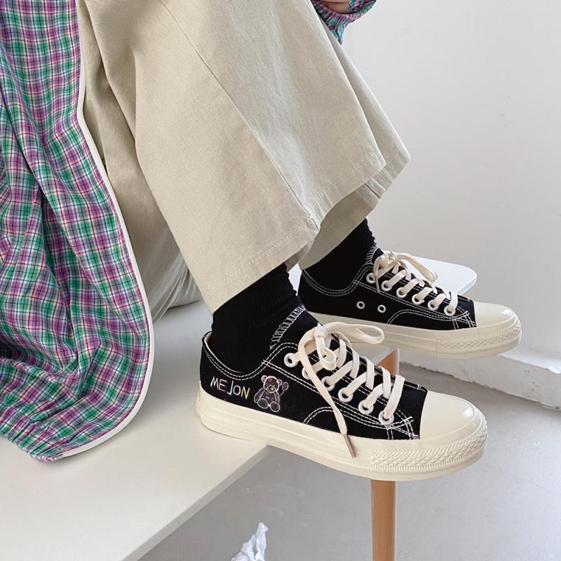 Hoge canvas schoen met opdruk