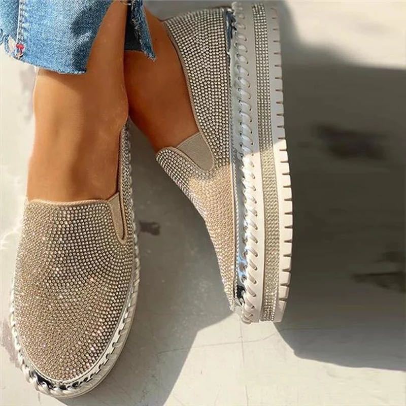 Glitterende dames loafer met comfortzool