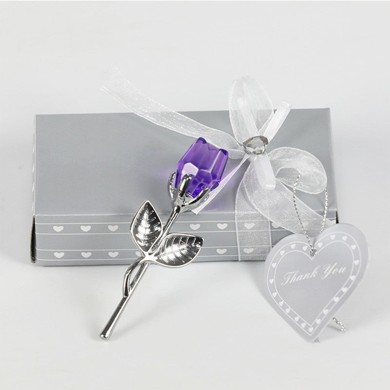 Glazen roos met geschenkdoos