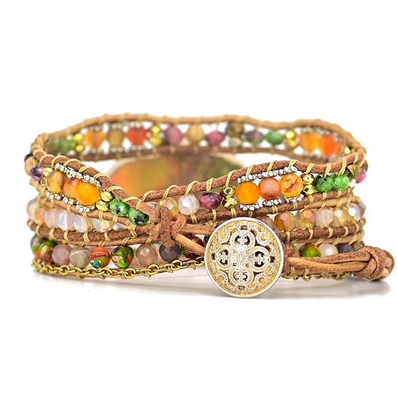 Hamsa wikkelarmband met amazonesteen