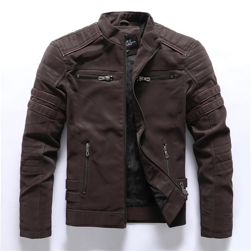 Heren bikerjack met staande kraag