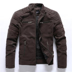 Heren bikerjack met staande kraag