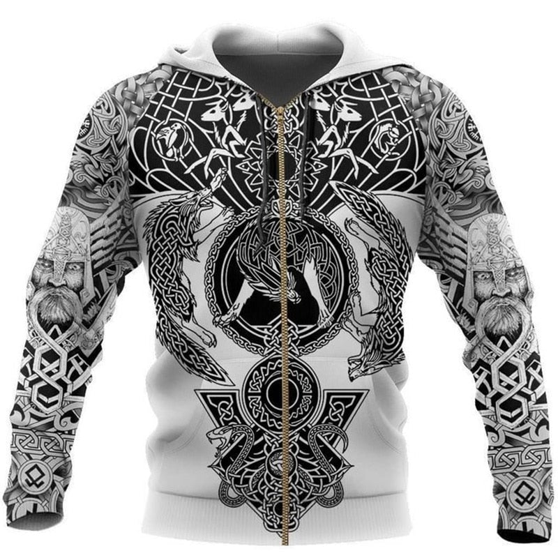 Viking hoodie met runen- en krijgermotieven