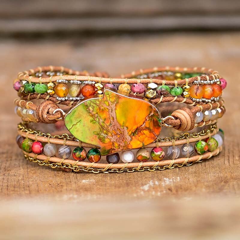 Hamsa wikkelarmband met amazonesteen