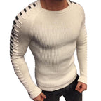 Gebreide herentrui met streepdetails