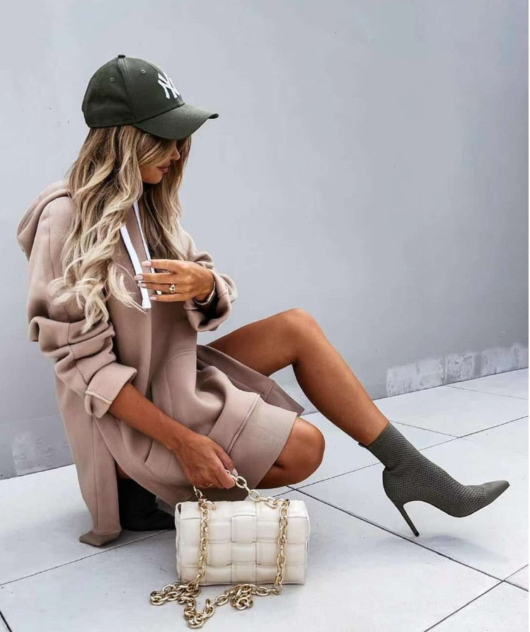 Kwaliteit gehooded lange mouw trui jas – herfst/winter