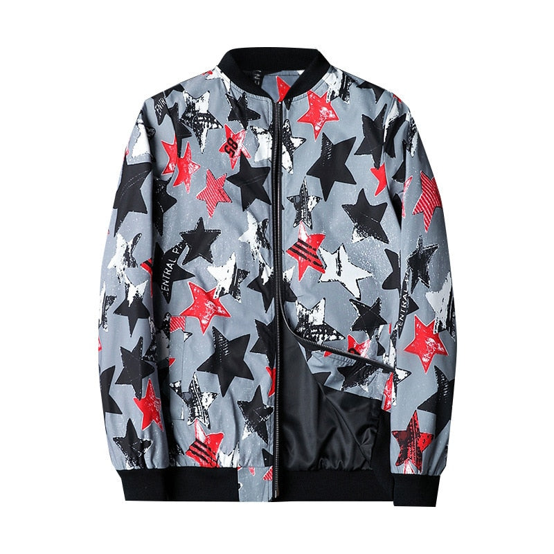 Heren bomberjack met abstracte print