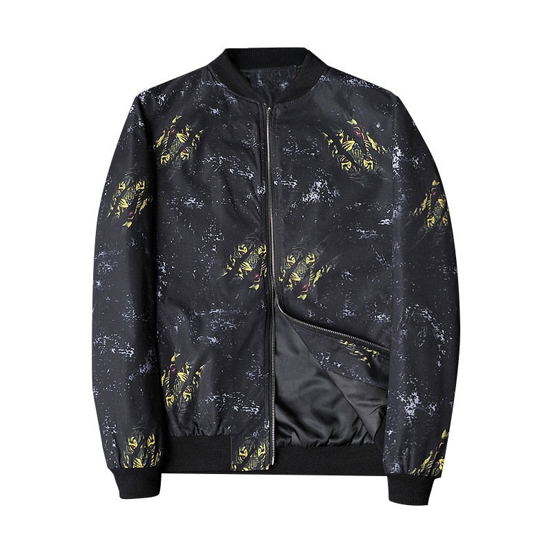 Heren bomberjack met abstracte print