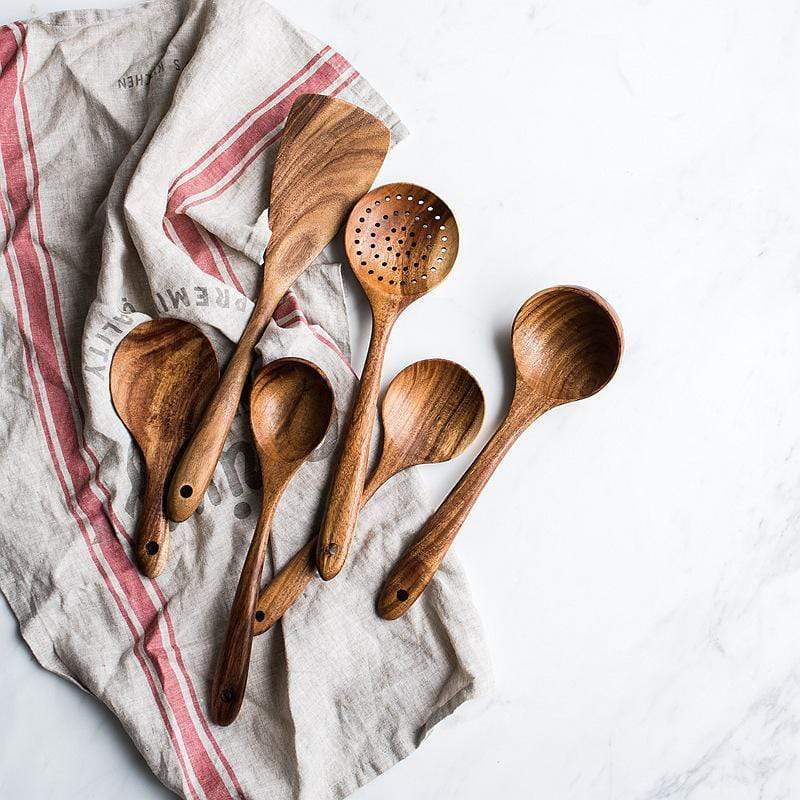 Natuurlijke houten keukenset