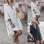 Katoenen oversized casual lange overhemdjurk voor vrouwen | voorjaar strandmode – materiaal: 100% Katoen — afbeelding 3