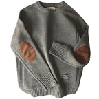 Herentrui met ronde hals en elleboogpatches