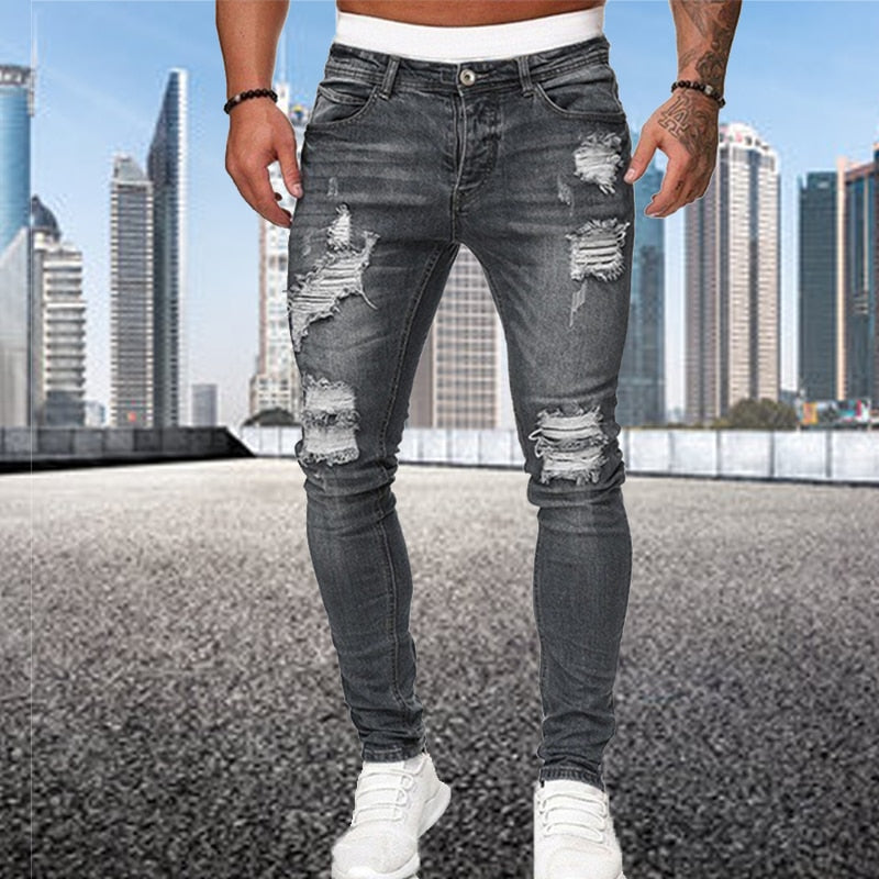 Slim-fit jeans Luuk met gescheurde details