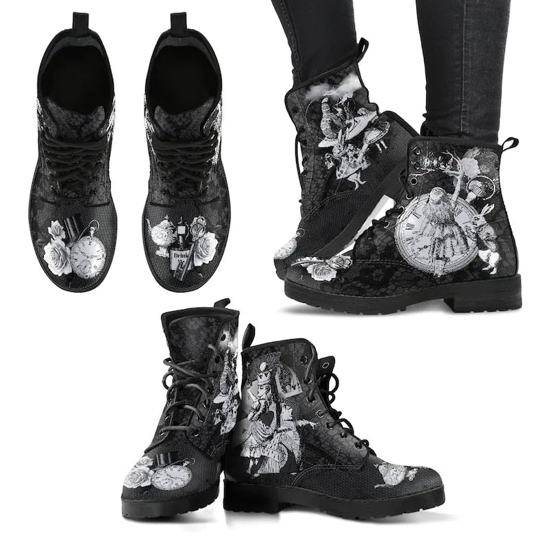 Winterschoenen met bloemen- en schedelmotief