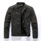 Heren bikerjack met staande kraag