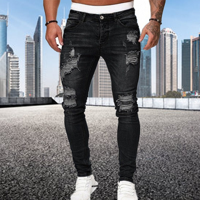 Slim-fit jeans Luuk met gescheurde details