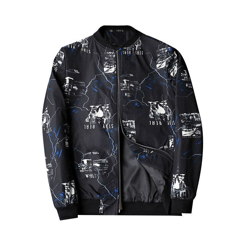 Heren bomberjack met abstracte print