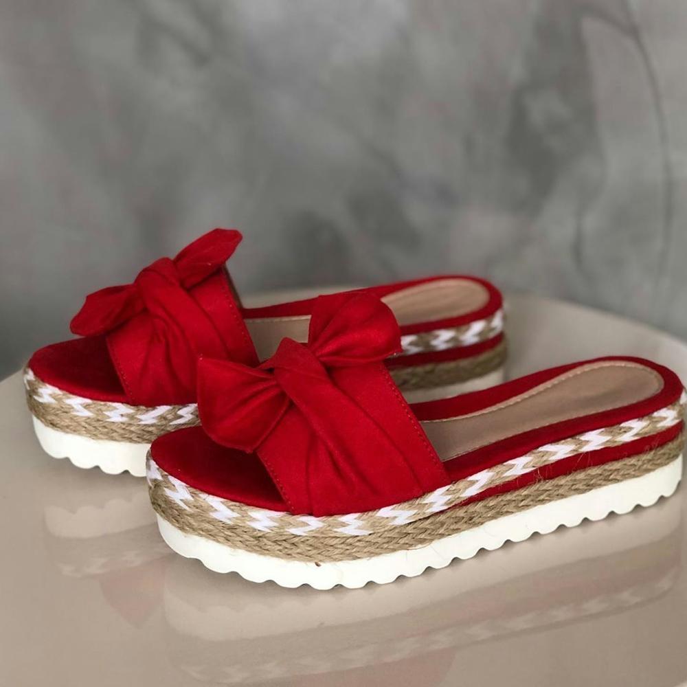 Plateausandalen met knoopdetail