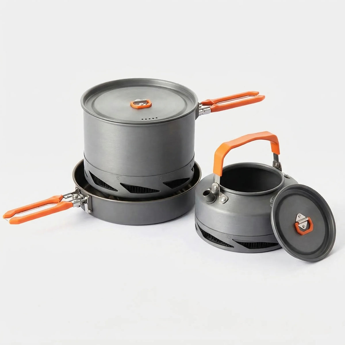 Campingkookset met warmtewisselaar