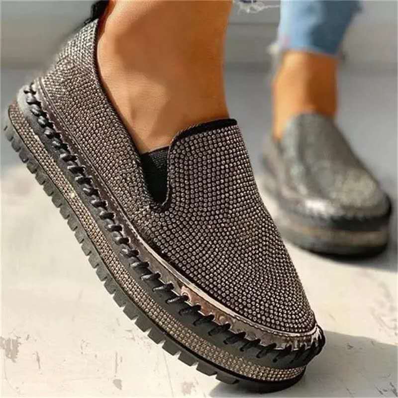 Glitterende dames loafer met comfortzool