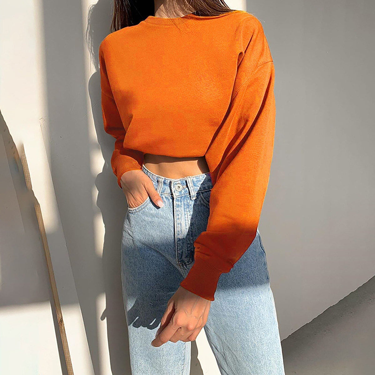 Crop trui met lange mouwen voor dames
