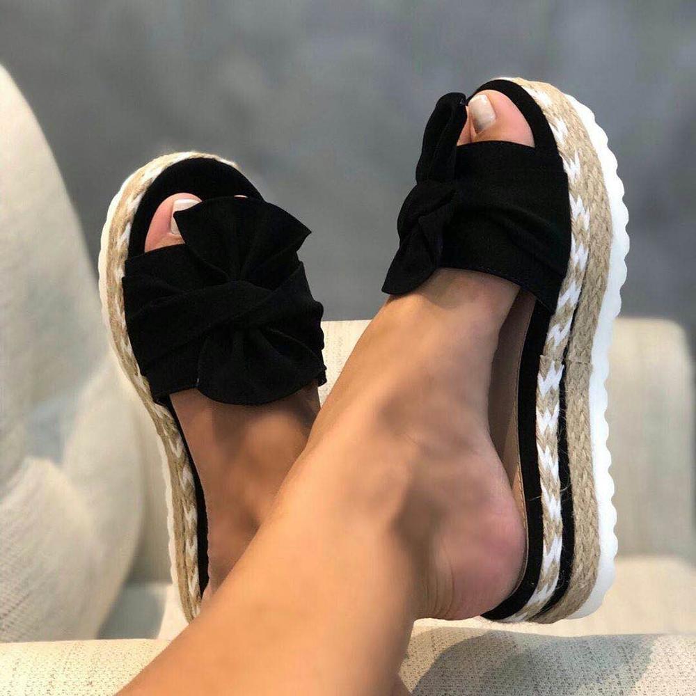 Plateausandalen met knoopdetail