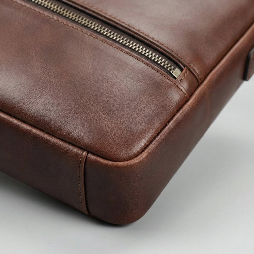 Heren leren laptoptas