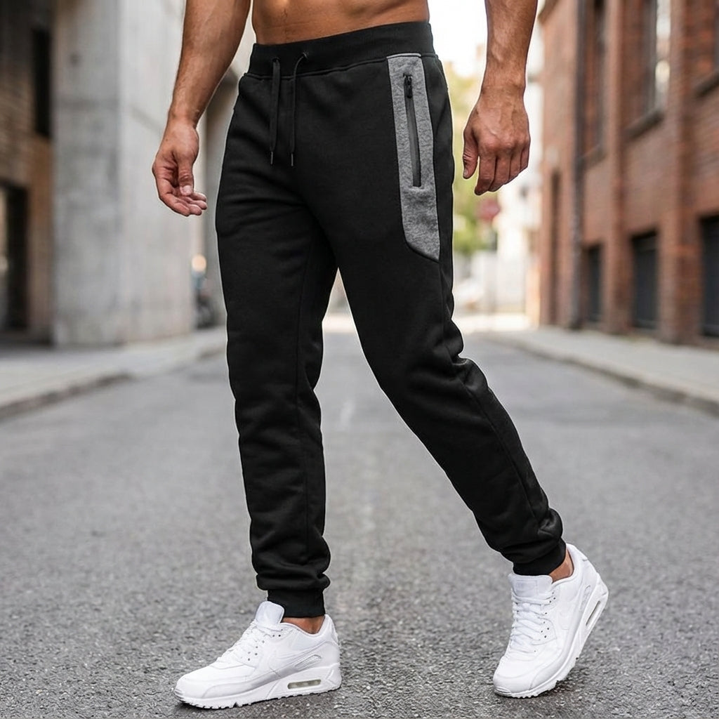 Heren slim joggerbroek met ritsen