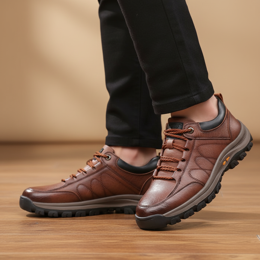 Herenleren schoen met vetersluiting
